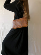 Schultertasche aus Pythonleder und Leder im Stil der 90er
