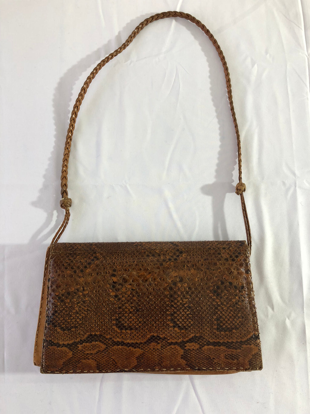Schultertasche aus Pythonleder und Leder im Stil der 90er