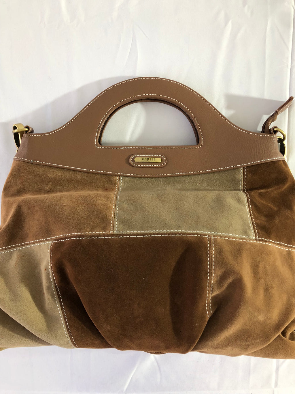 Wildledertasche von Carpisa im Stil der 2000er mit Karree-Muster