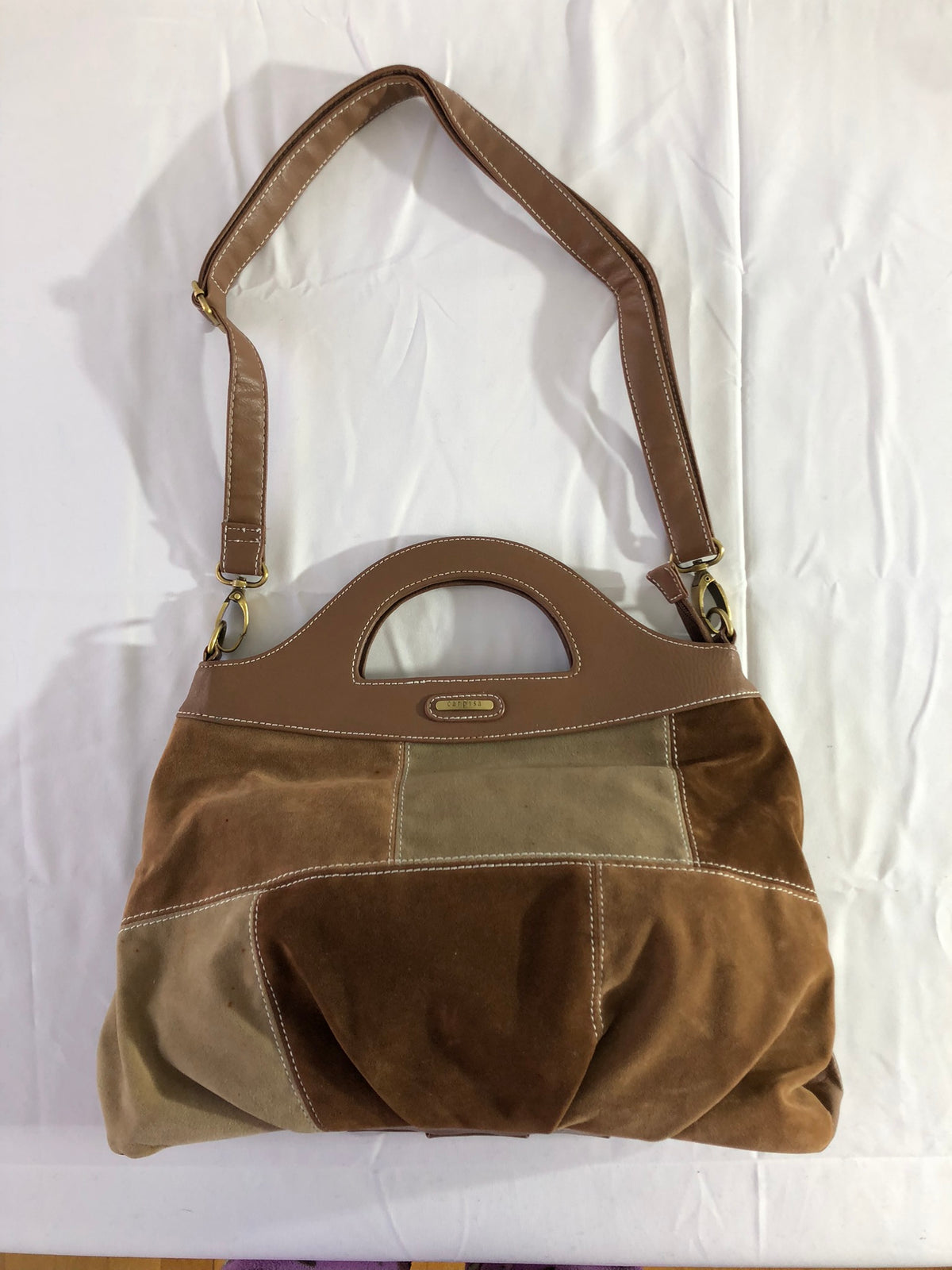 Wildledertasche von Carpisa im Stil der 2000er mit Karree-Muster