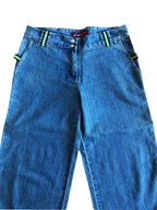 Jeans anni 2000 a palazzo con bande laterali verdi