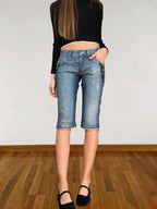 Capri-Jeans von Miss Sixty mit Strasssteinen und niedriger Taille im 2000er-Jahre-Stil