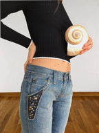 Capri-Jeans von Miss Sixty mit Strasssteinen und niedriger Taille im 2000er-Jahre-Stil