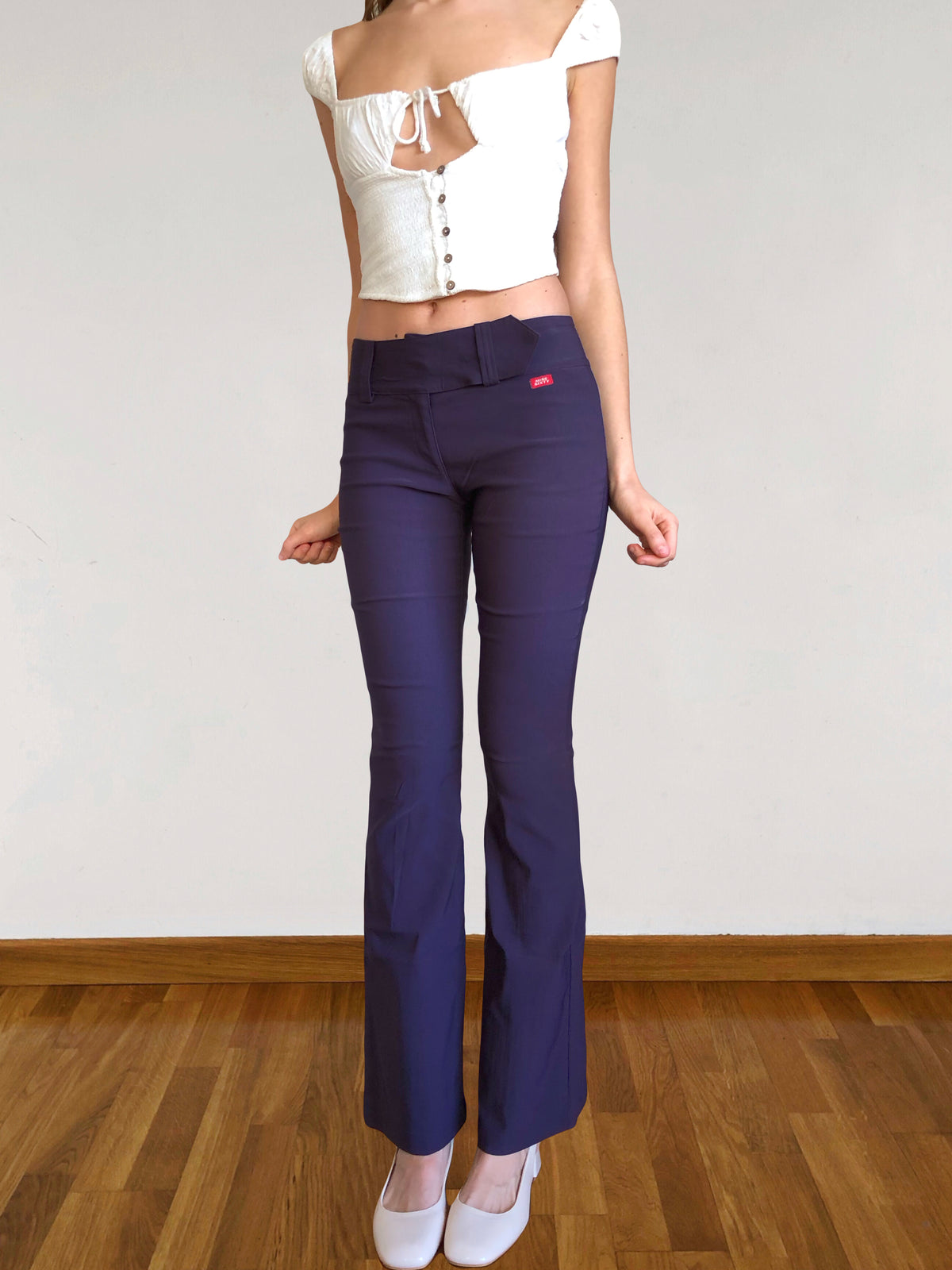 MISS SIXTY purple trousers with belt and back zips