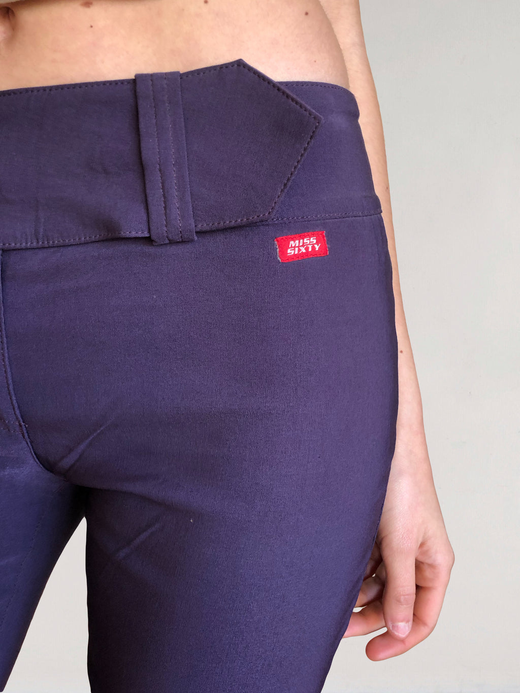 MISS SIXTY purple trousers with belt and back zips