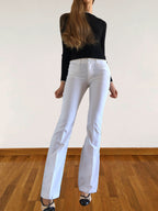 Pantalon Miss Sixty blanc évasé à pli permanent années 2000