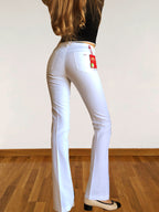 Pantalon Miss Sixty blanc évasé à pli permanent années 2000