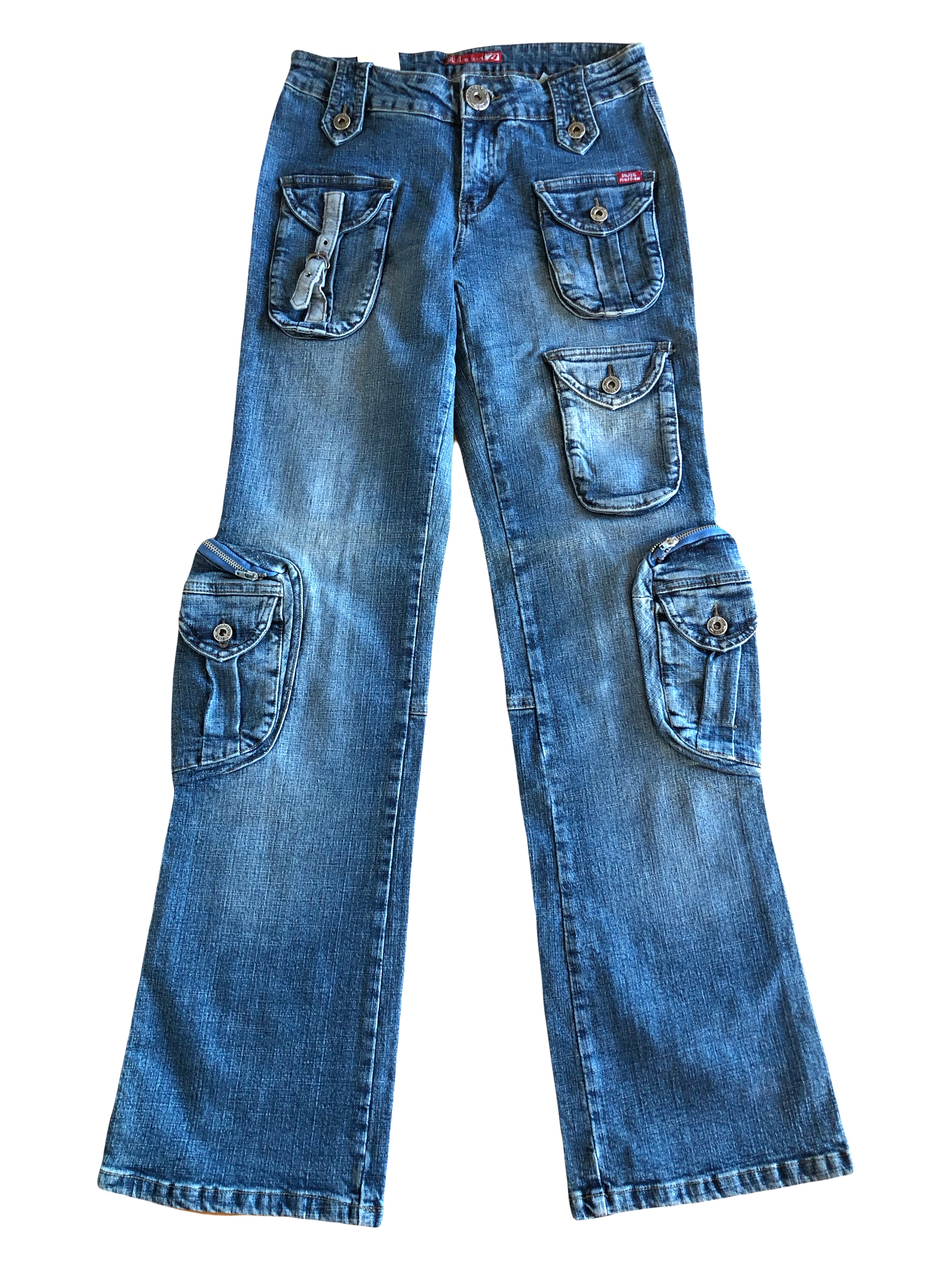 Jeans vintage anni 90 svasati. Molteplici tasche tonde