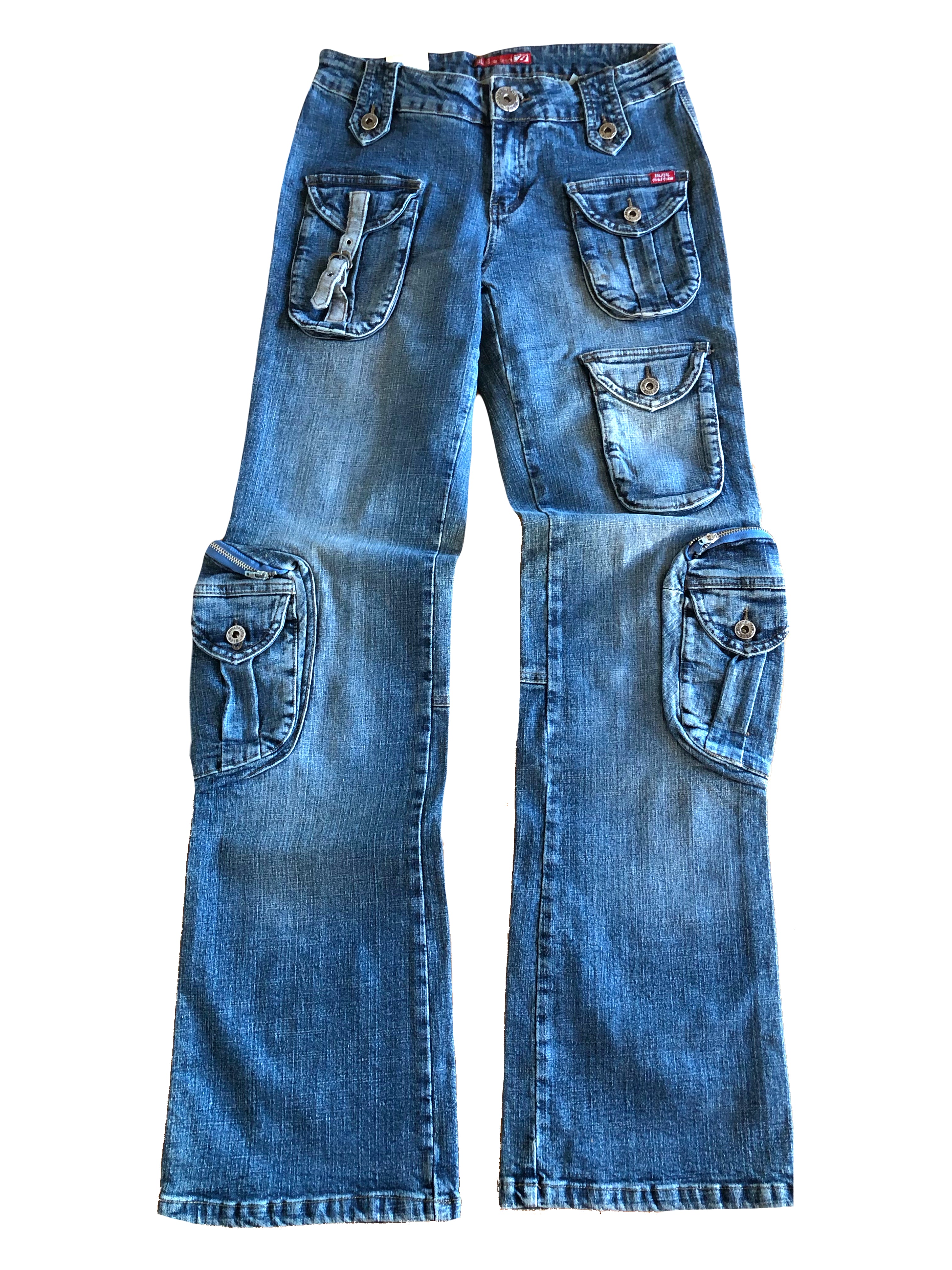 Jeans vintage anni 90 svasati. Molteplici tasche tonde