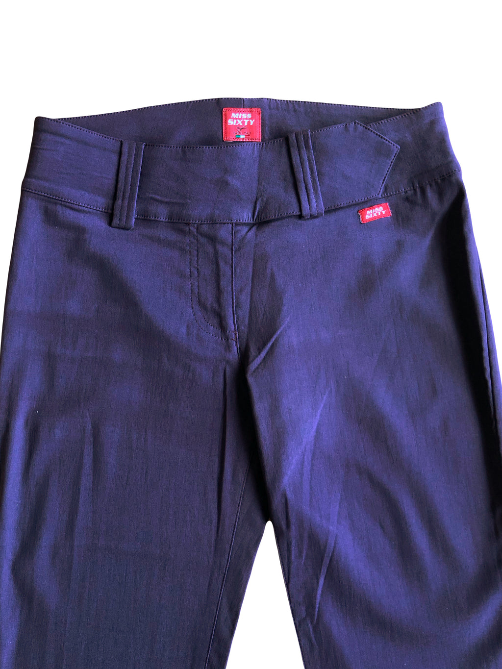 MISS SIXTY purple trousers with belt and back zips