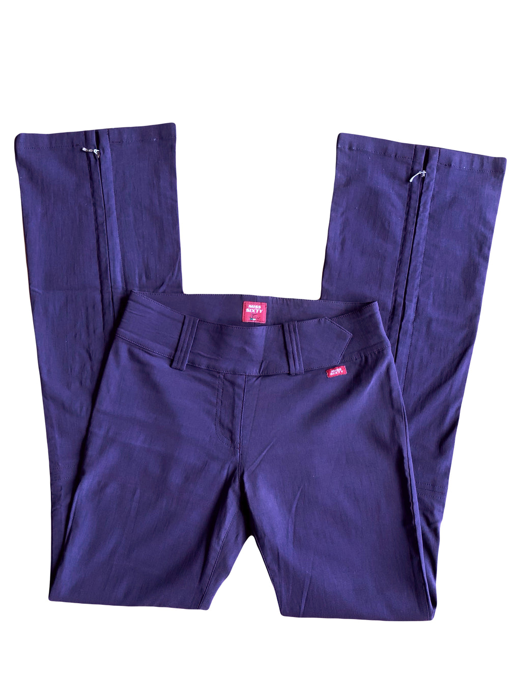MISS SIXTY purple trousers with belt and back zips