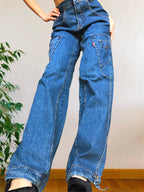 Jeans Cargo Vintage anni 90 con tasche grandi. Gamba ampia