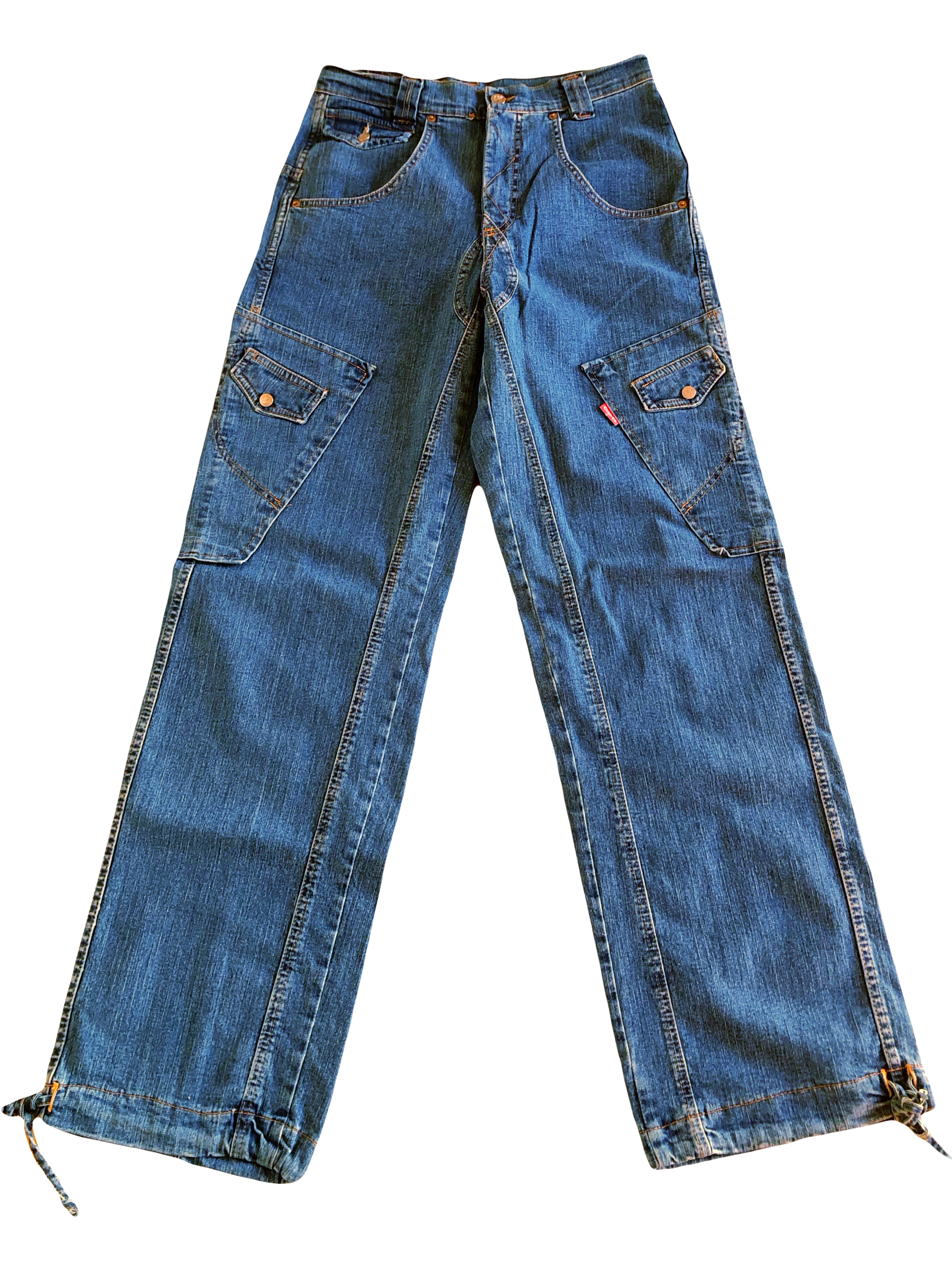 Jeans Cargo Vintage anni 90 con tasche grandi. Gamba ampia
