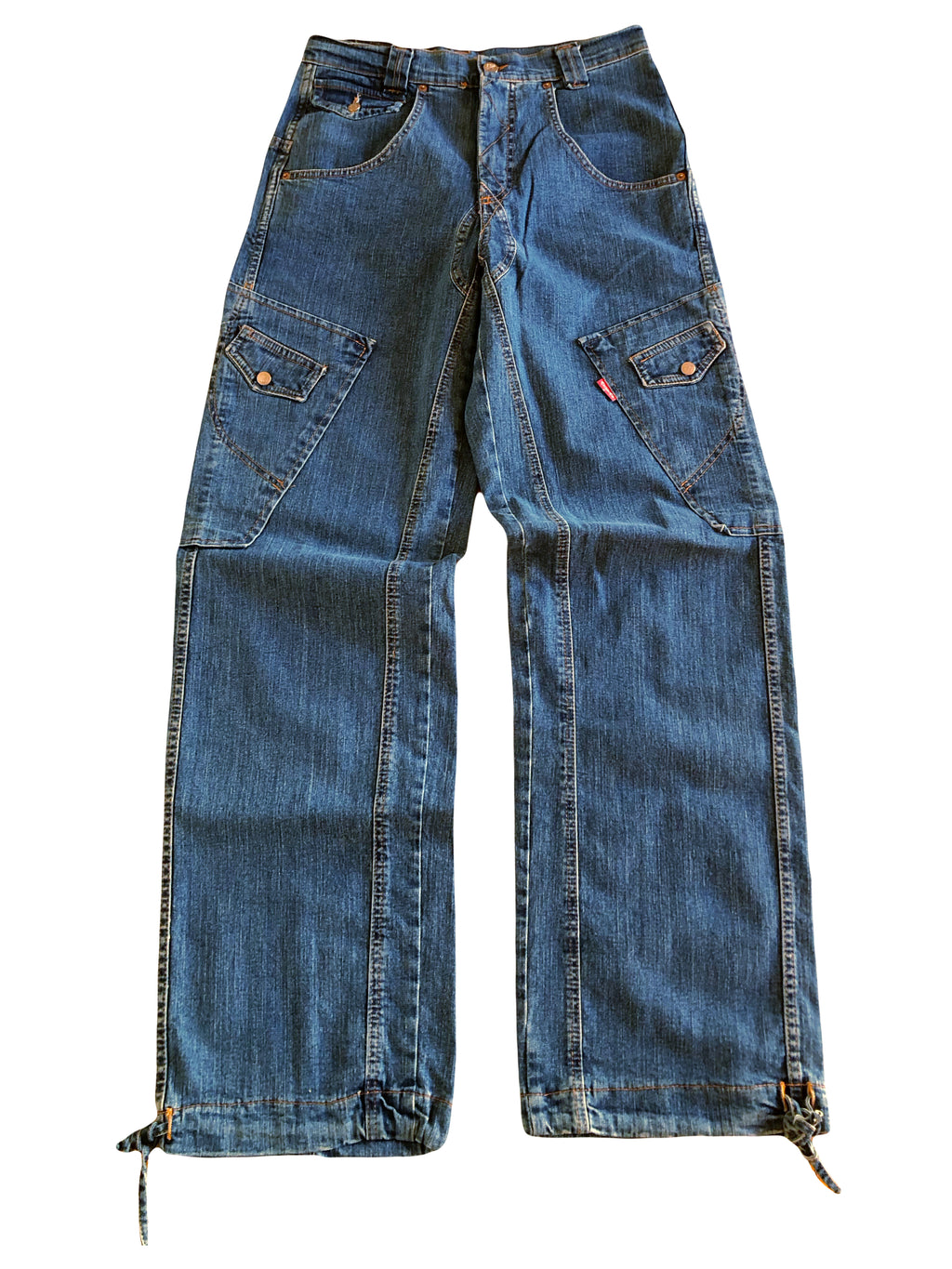 Jeans Cargo Vintage anni 90 con tasche grandi. Gamba ampia