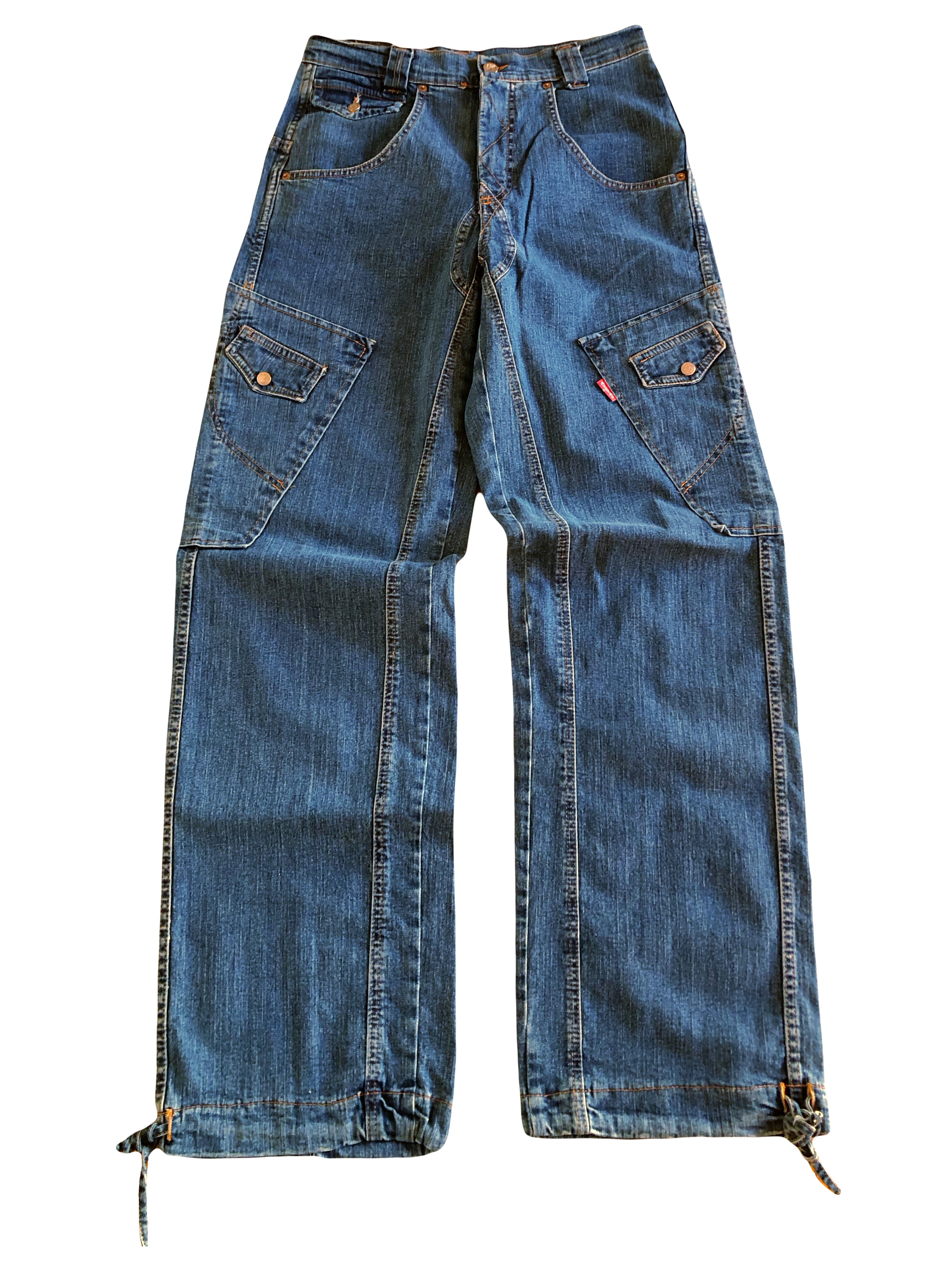 Jeans Cargo Vintage anni 90 con tasche grandi. Gamba ampia