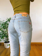 Jean flare clair style années 90 avec poches et zip