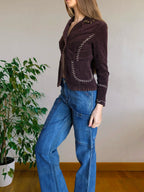 Blazer marrone con ricami sulla schiena