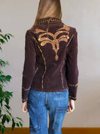 Blazer marrone con ricami sulla schiena