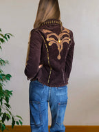 Blazer marrone con ricami sulla schiena