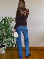 Blazer marrone con ricami sulla schiena