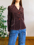 Blazer marrone borgona con ricami
