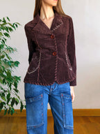 Blazer marrone borgona con ricami