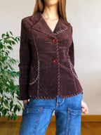 Blazer marrone borgona con ricami