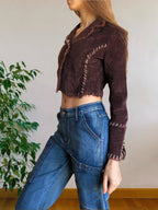 Cropped blazer with embroidery on the back