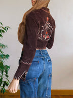 Cropped blazer with embroidery on the back