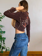 Cropped blazer with embroidery on the back