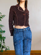 Cropped blazer with embroidery on the back
