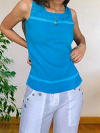 Haut turquoise indien bohème années 2000