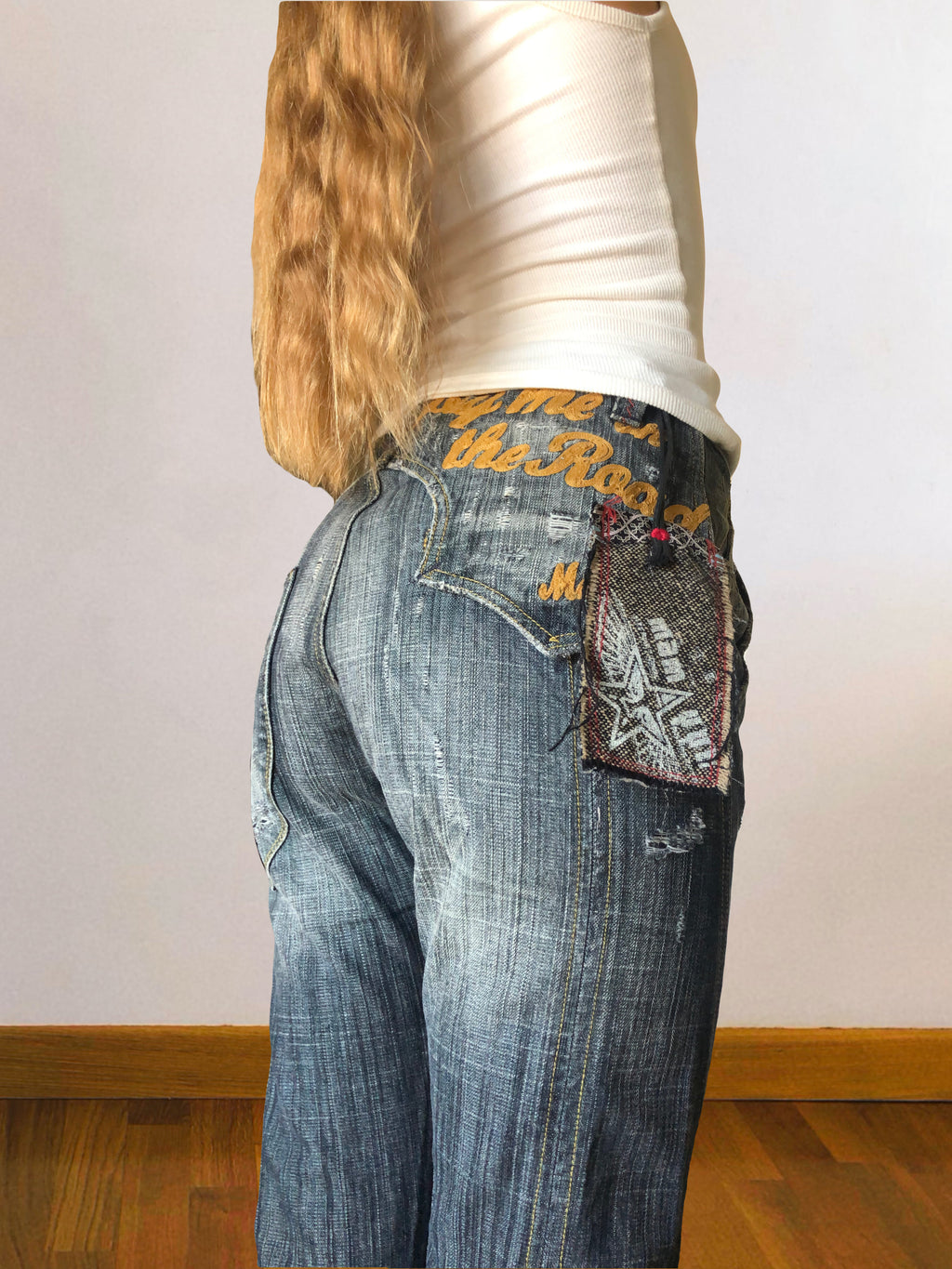 Jeans vintage anni 90 svasati grigi