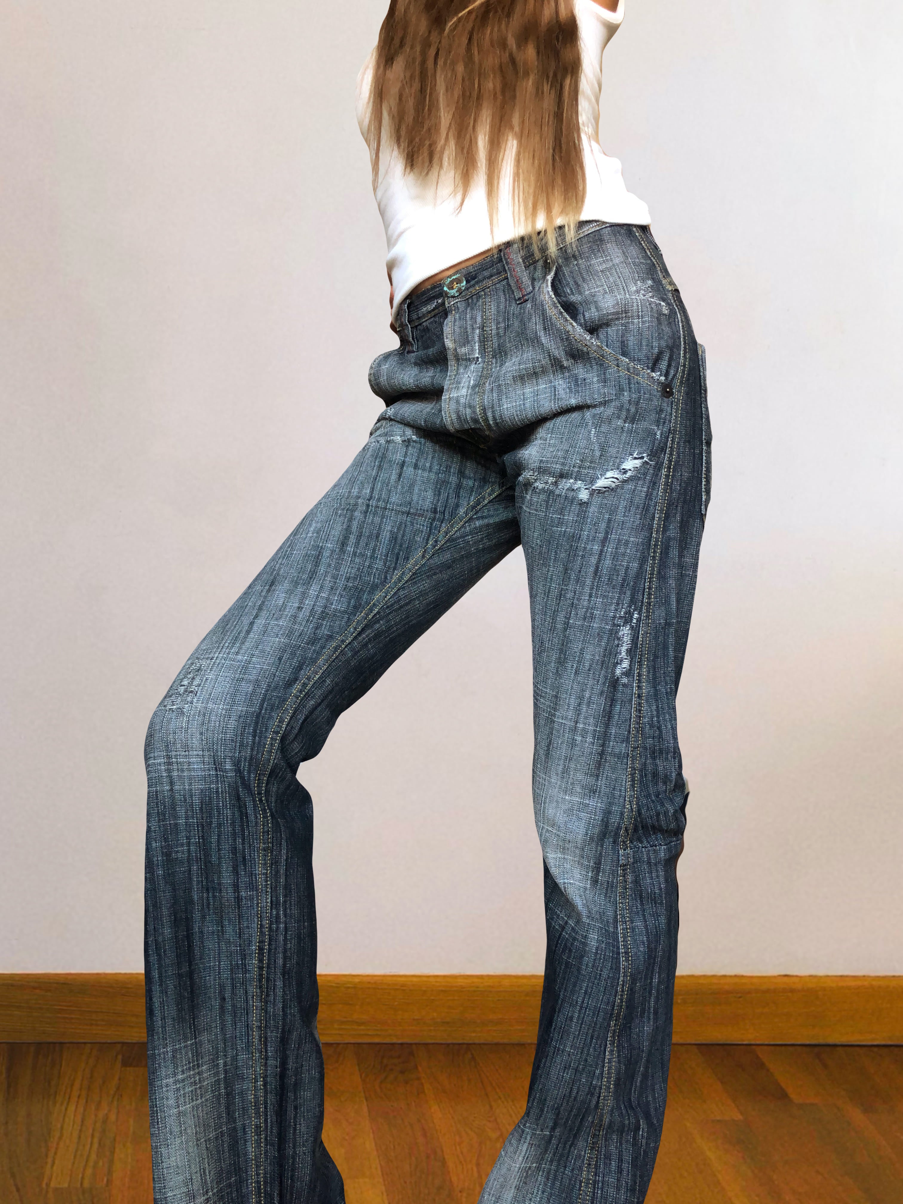 Jeans vintage anni 90 svasati grigi