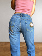 Jeans Vintage Hello Kitti dritti. Anni 2000 vita bassa