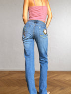 Jeans Vintage Hello Kitti dritti. Anni 2000 vita bassa