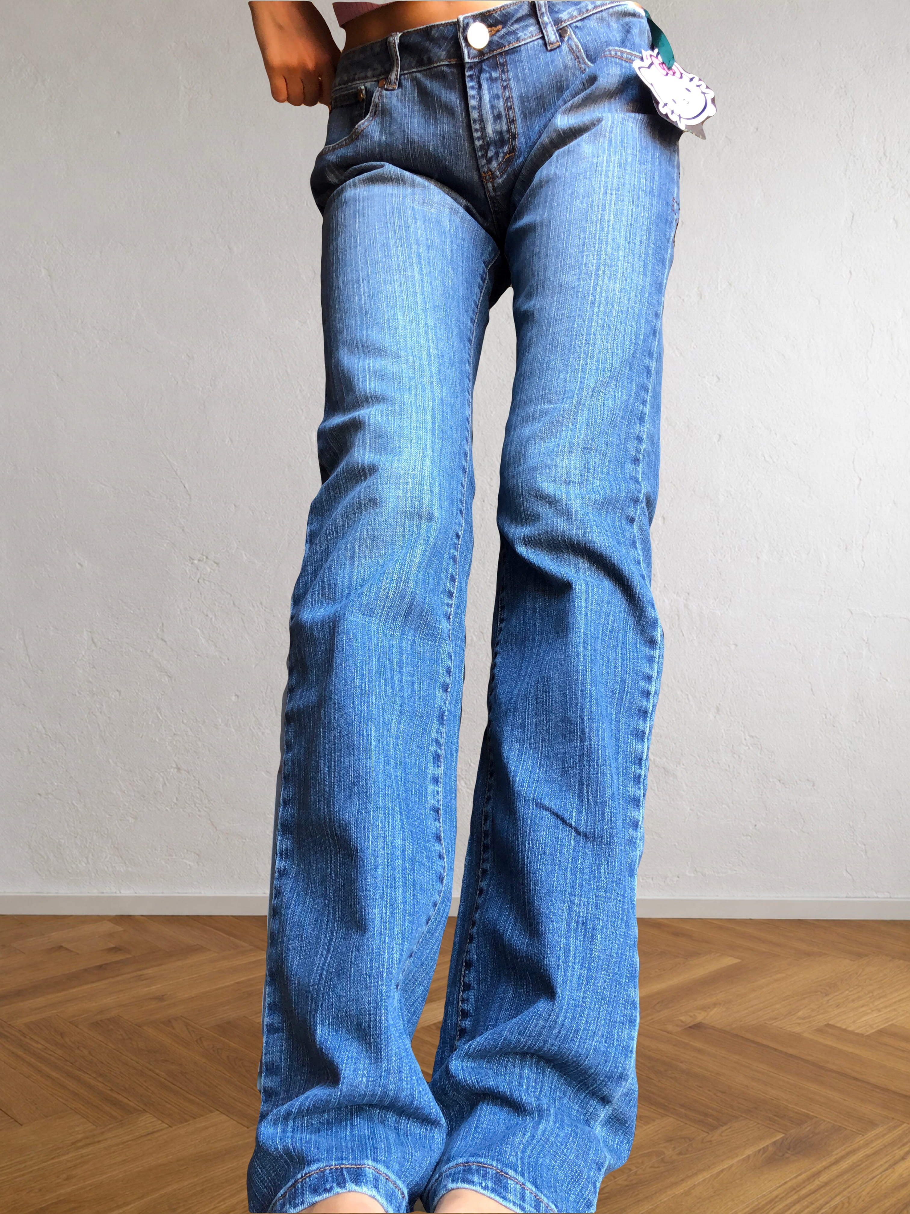 Jeans Vintage Hello Kitti dritti. Anni 2000 vita bassa