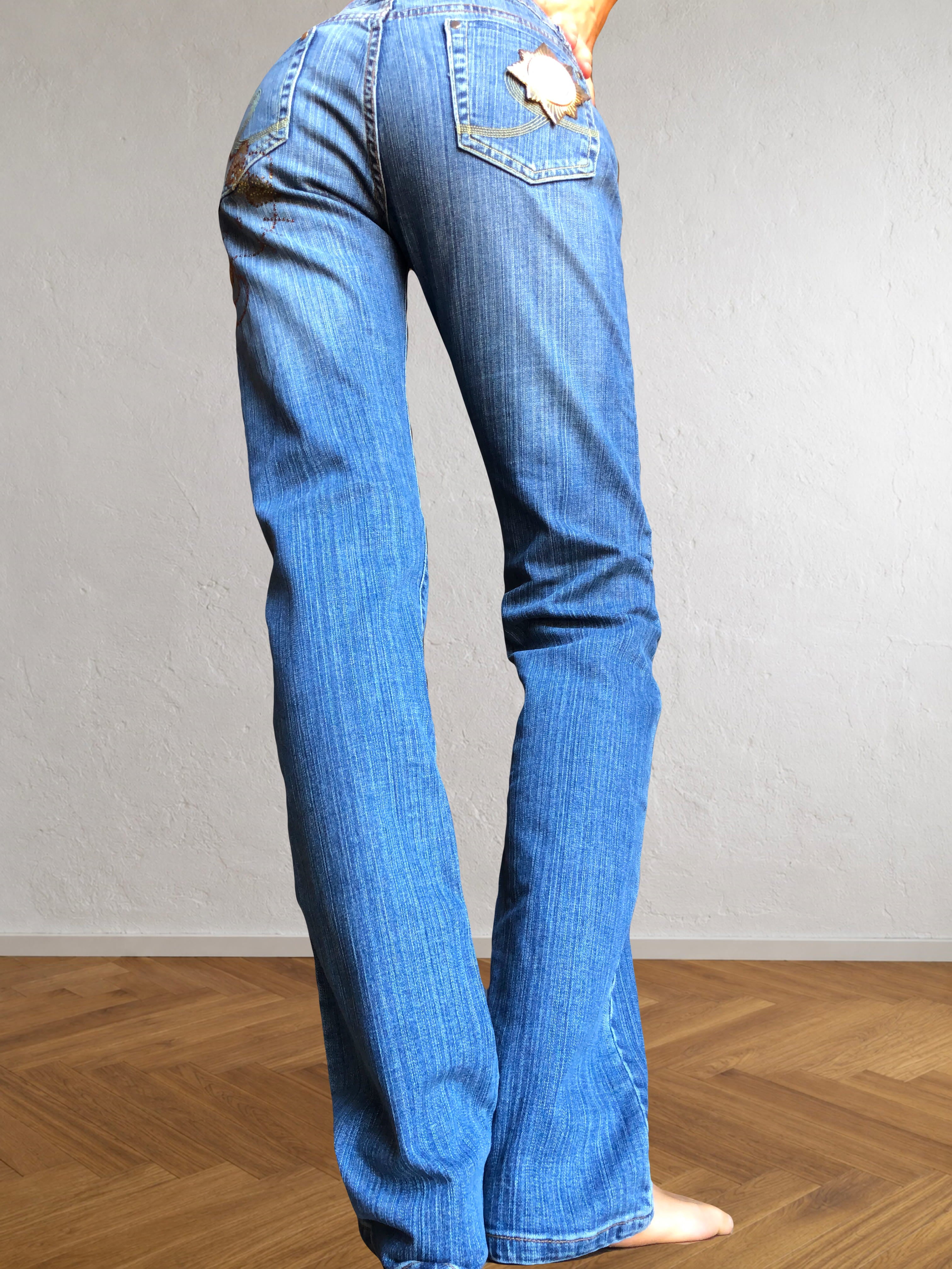 Jeans Vintage Hello Kitti dritti. Anni 2000 vita bassa