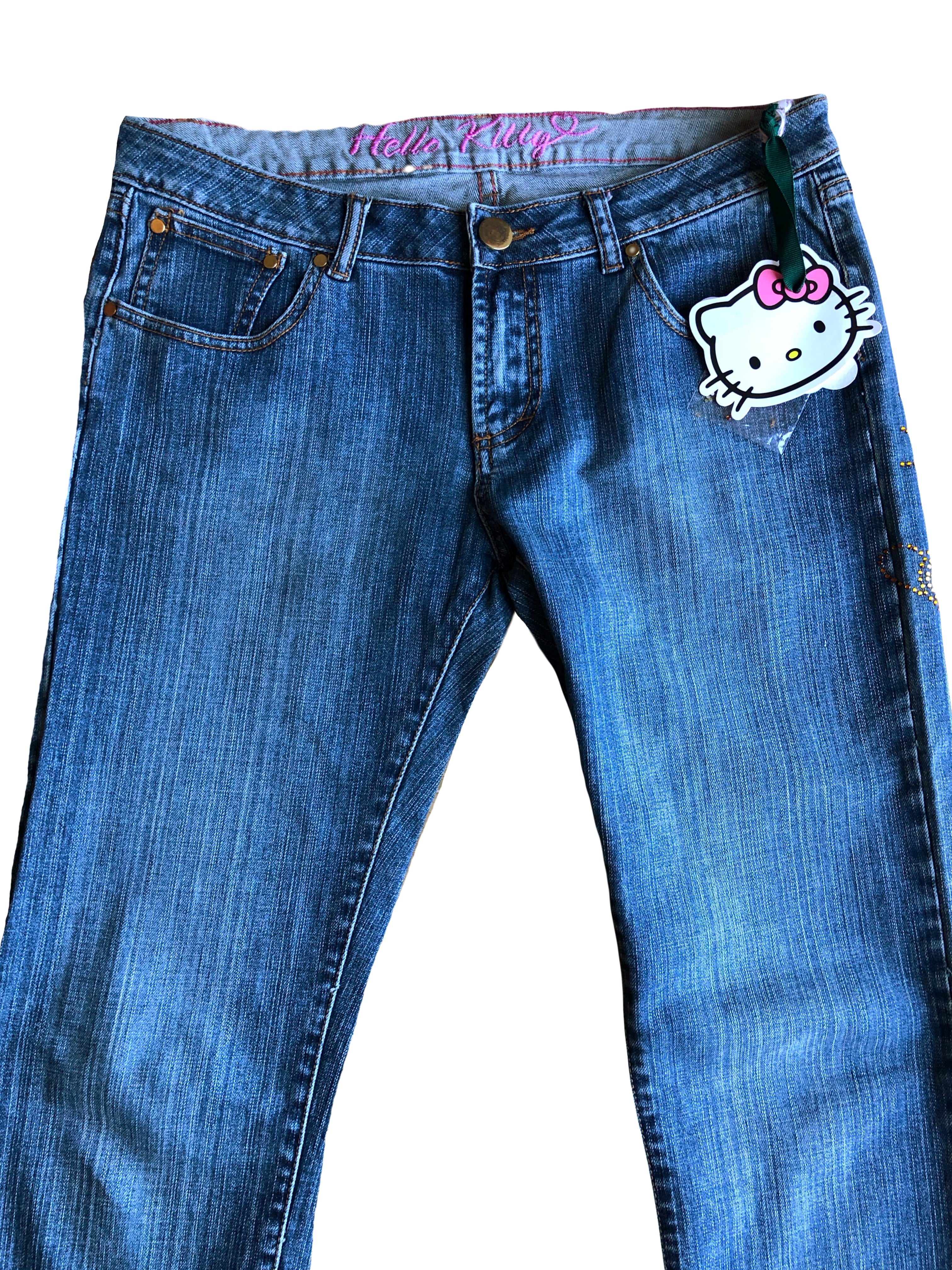 Jeans Vintage Hello Kitti dritti. Anni 2000 vita bassa