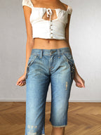 Capri-Jeans von Miss Sixty mit Strasssteinen und niedriger Taille im 2000er-Jahre-Stil