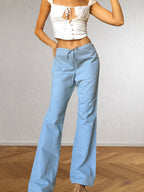 Pantaloni Vintage ONYX anni 90 in cotone. Vita bassa con laccio, gamba ampia