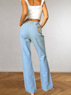 Pantaloni Vintage ONYX anni 90 in cotone. Vita bassa con laccio, gamba ampia