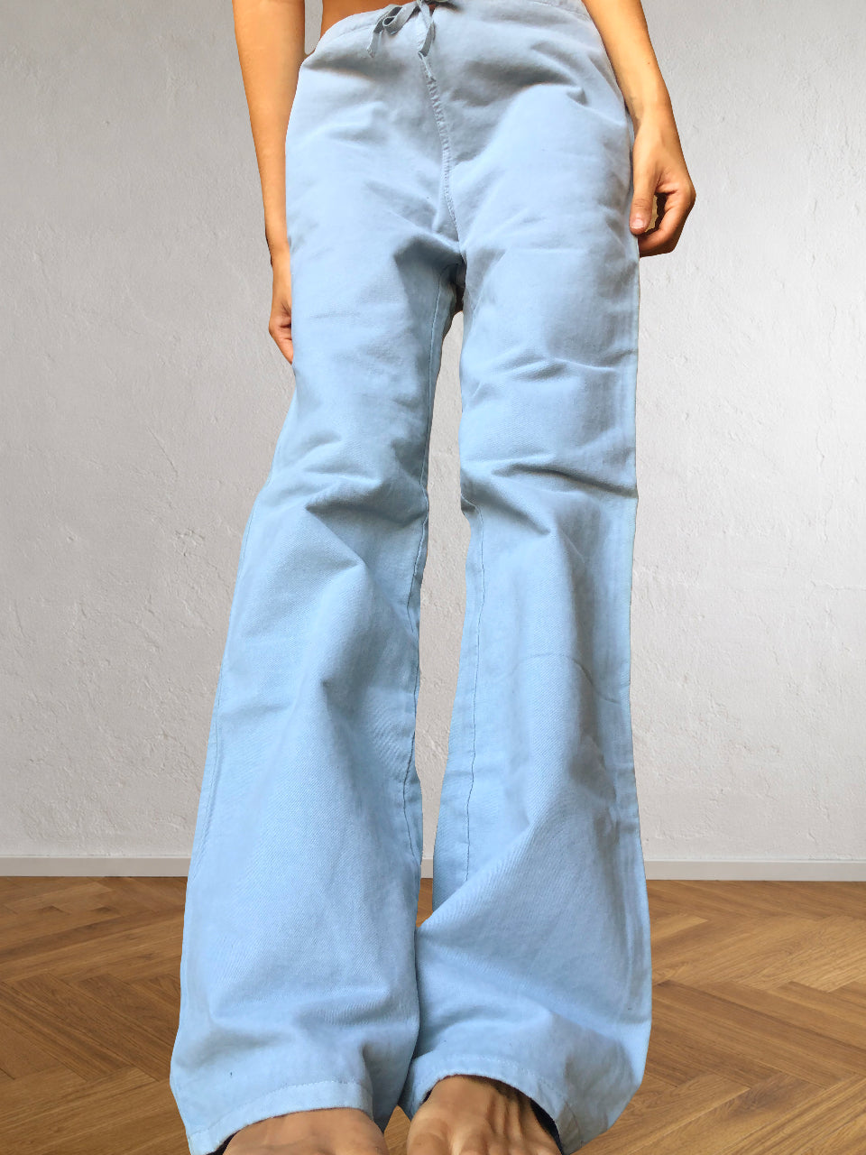 Pantaloni Vintage ONYX anni 90 in cotone. Vita bassa con laccio, gamba ampia