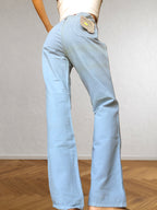 Pantaloni Vintage ONYX anni 90 in cotone. Vita bassa con laccio, gamba ampia