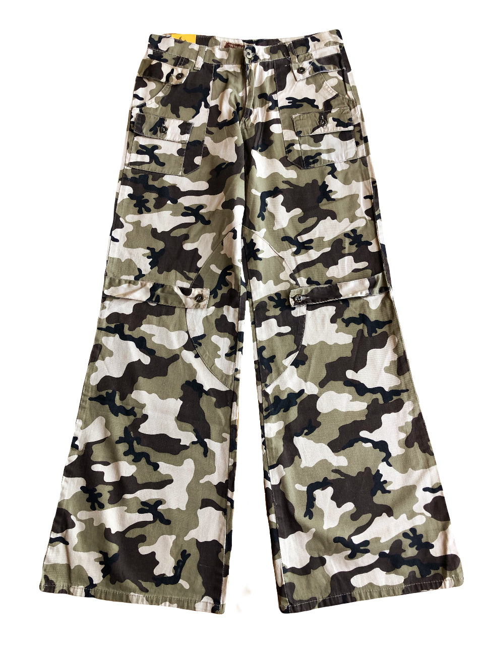 Pantaloni Militari Mimetici anni 90. Gamba ampia vita bassa