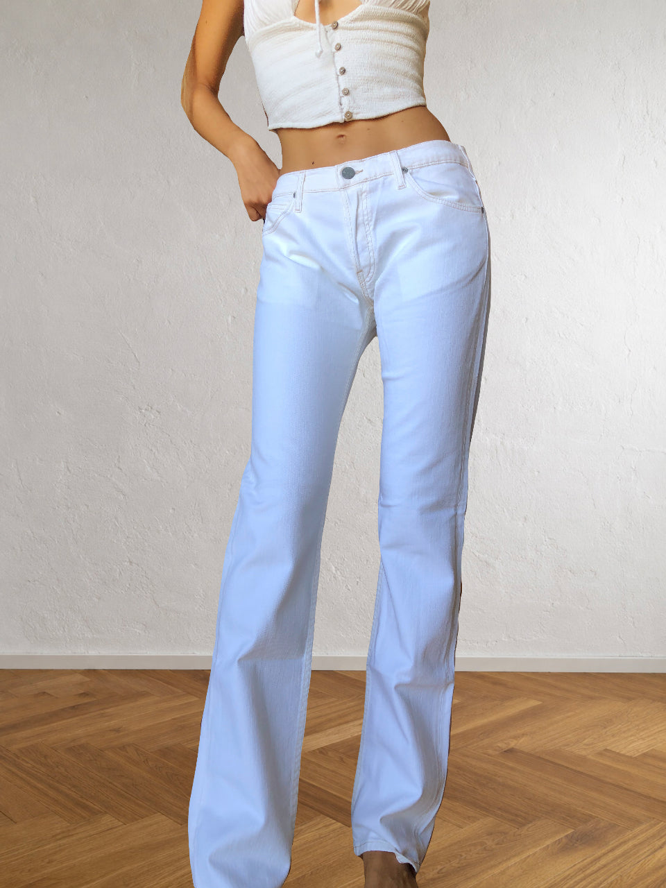 Jeans Bianchi LEE anni 90. A vita bassa svasati dritti