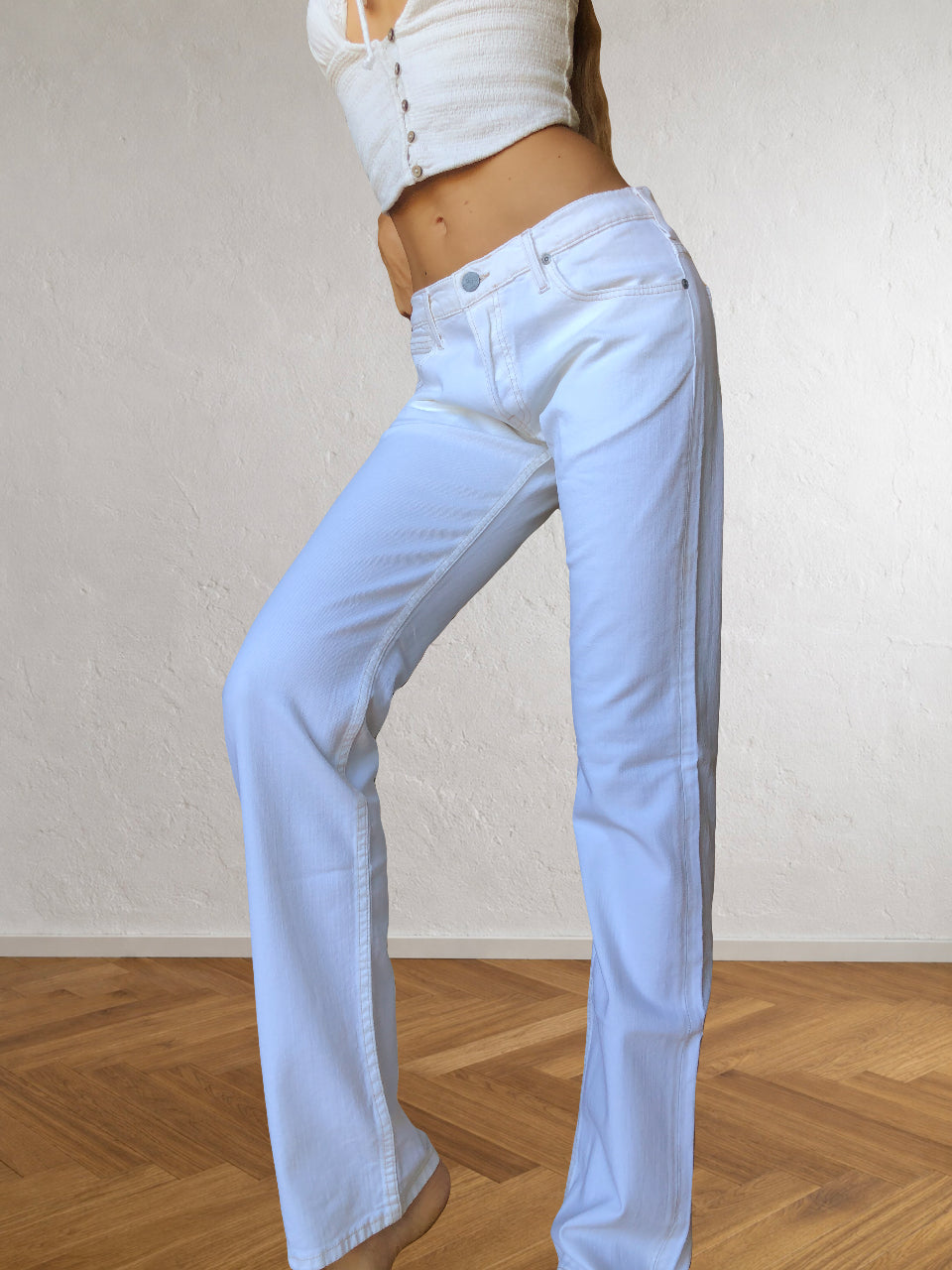 Jeans Bianchi LEE anni 90. A vita bassa svasati dritti