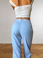2000s blue flared tie-dye trousers