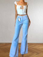 2000s blue flared tie-dye trousers