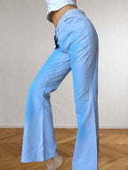 2000s blue flared tie-dye trousers